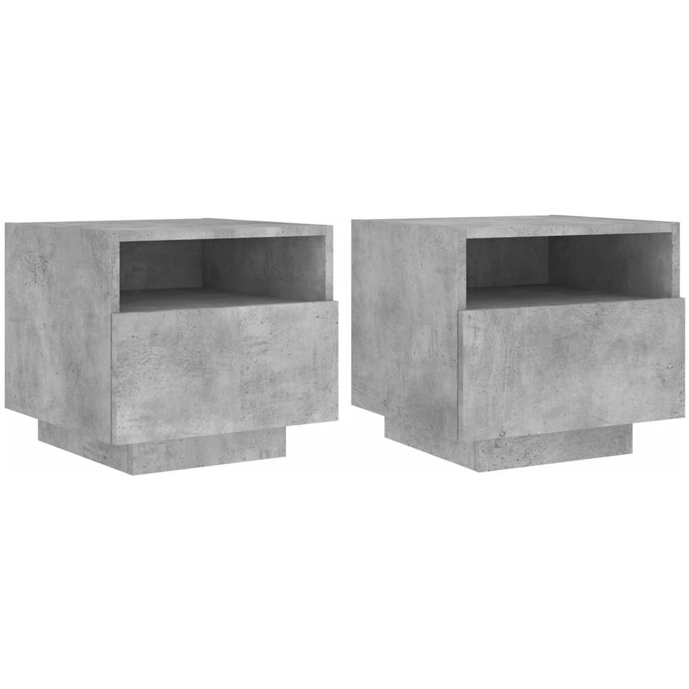 Comodini Con Luci Led 2pz Grigio Cemento 40x39x37 Cm - Foto 2