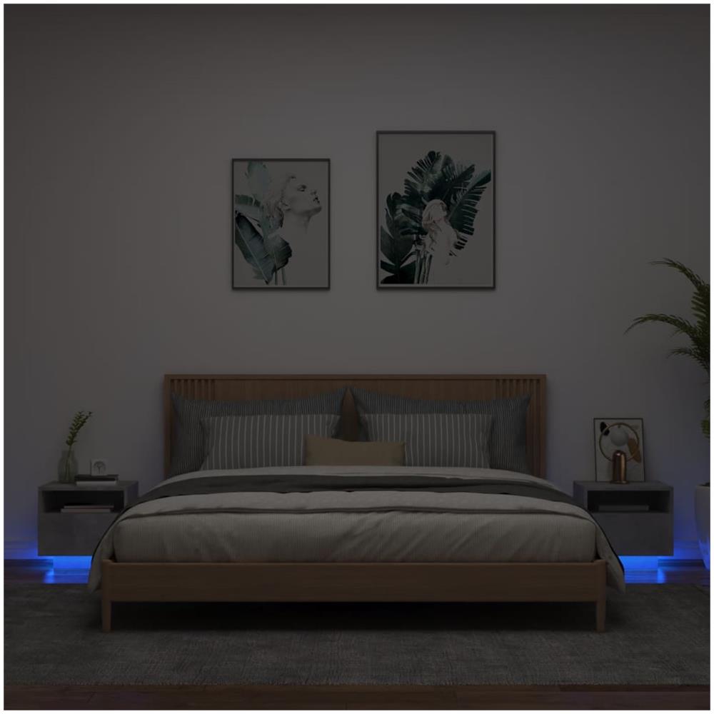 Comodini Con Luci Led 2pz Grigio Cemento 40x39x37 Cm - Foto 1