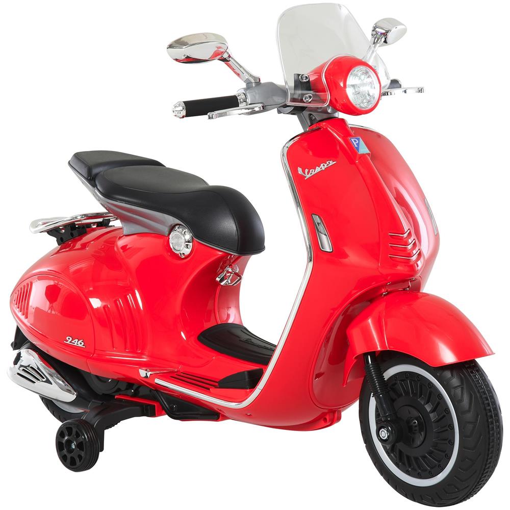 Moto Elettrica per Bambini con Licenza Ufficiale Vespa, 2 Rotelle, Luci e Suoni, 108x49x75 cm, Rossa - Foto 1