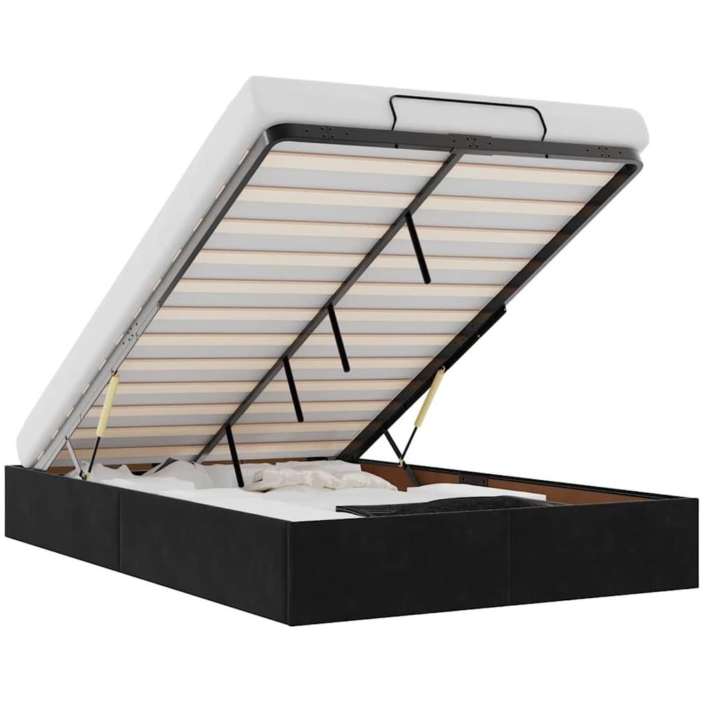 Struttura Letto Pouf Senza Materasso Nero 120x200 cm Velluto - Foto 1