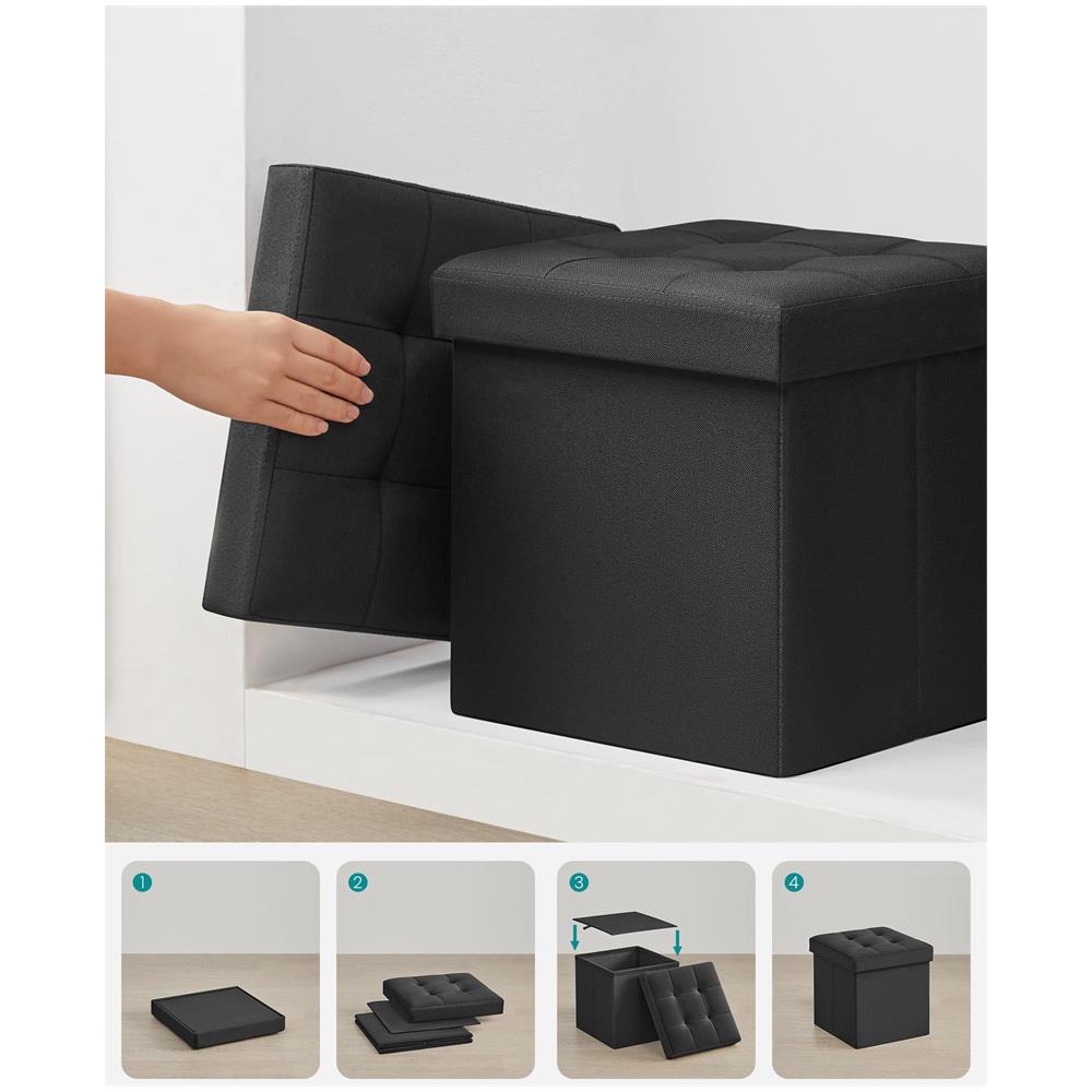 PUFA - LSF028B01 Pouf Organizer Nero MDF Storage - Foto 7