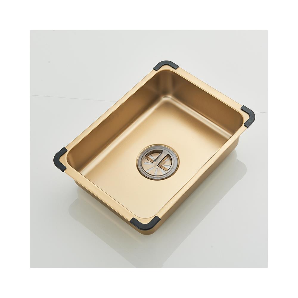 Set lavello da cucina multifunzionale, rubinetto e accessori, Blackswan, tipo BG, modello oro opaco, rubinetti a cascata e per acqua purificata, display digitale, lavabicchieri e porta detersivo, dimensioni 75 x 45 cm - Foto 4