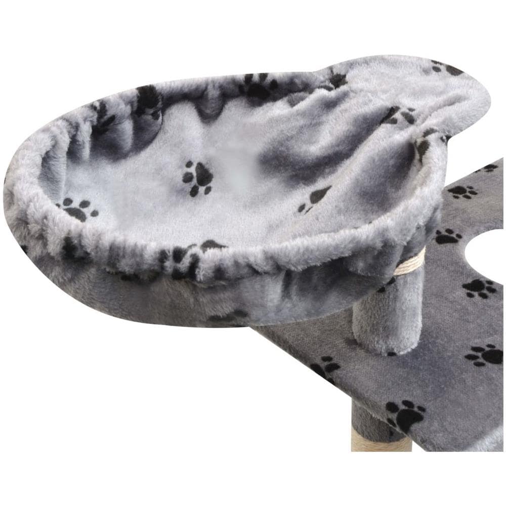 Albero Per Gatti Tiragraffi Sisal 150 Cm Zampe Stampate Grigio - Foto 5