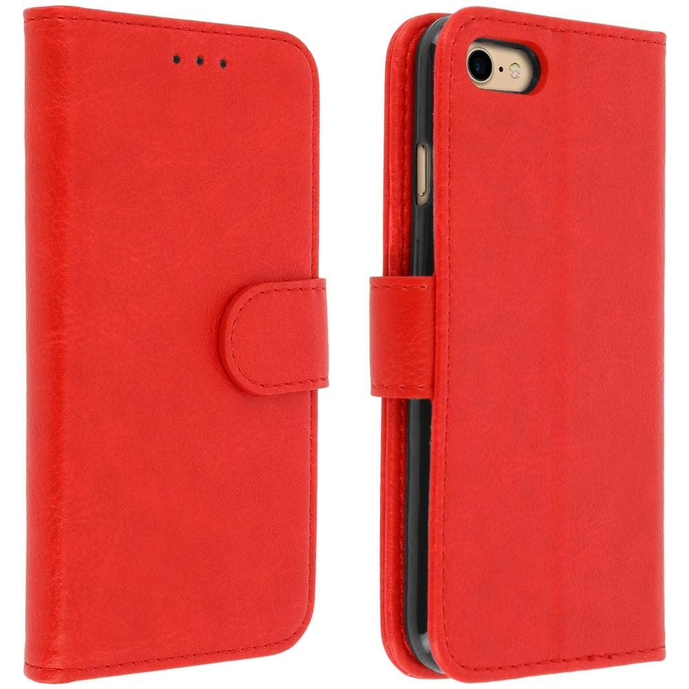 Custodia Iphone 7 / 8 Sportellino Portacarte Funzione Stand Rosso - Foto 1