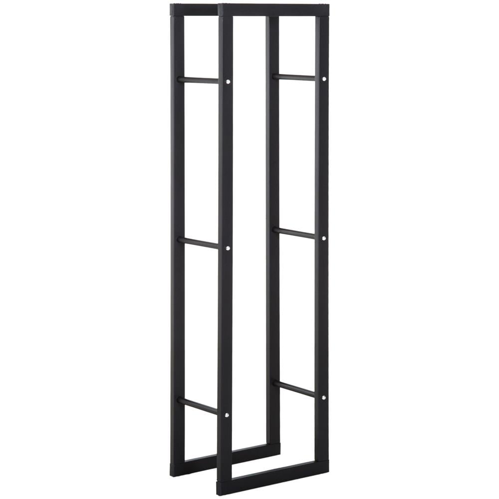 Scaffale Porta Legna Verticale Per Interno In Ferro Nero, 40x25x150cm - Foto 1