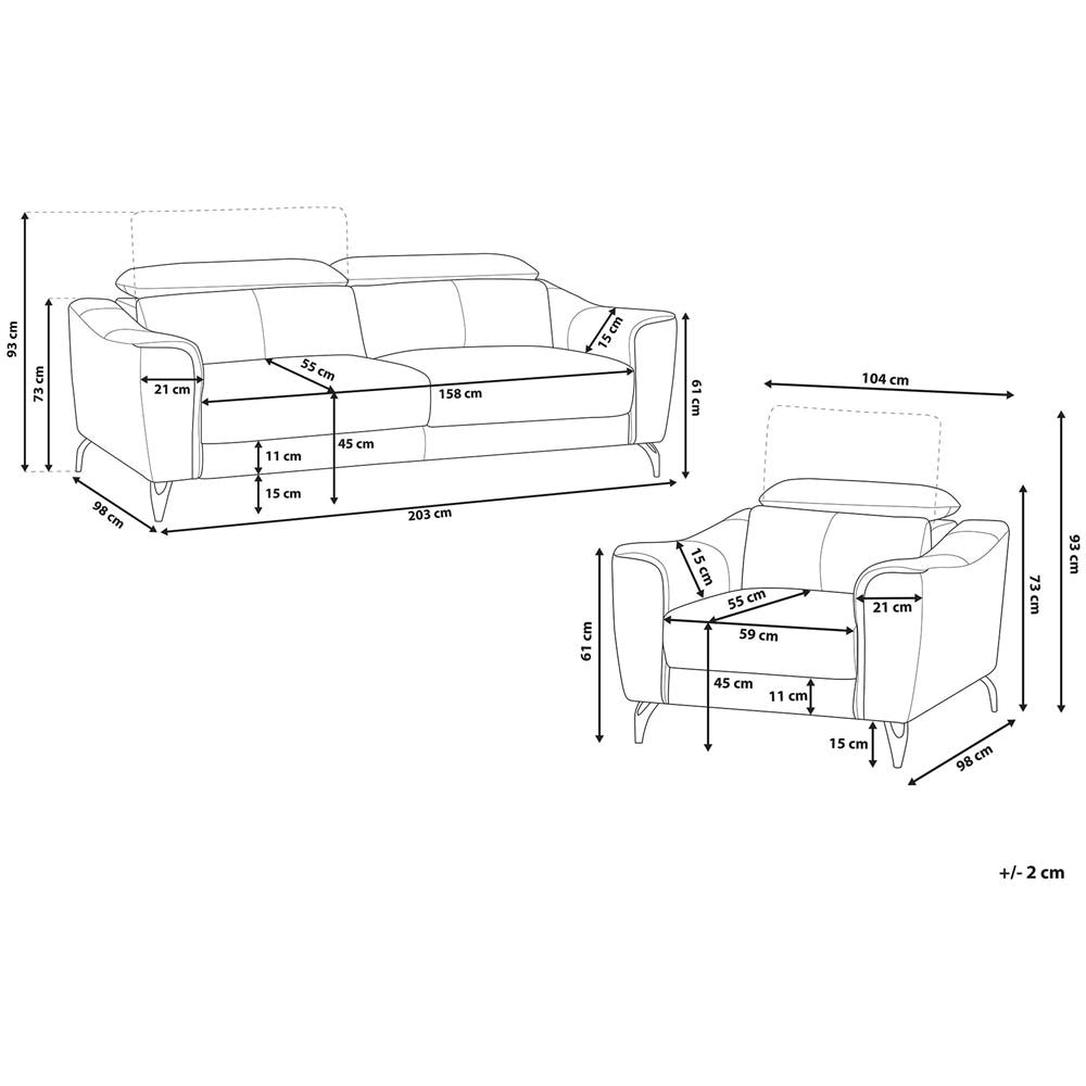 Set Divano E Poltrona In Pelle Marrone Dorato Narwik - Foto 2