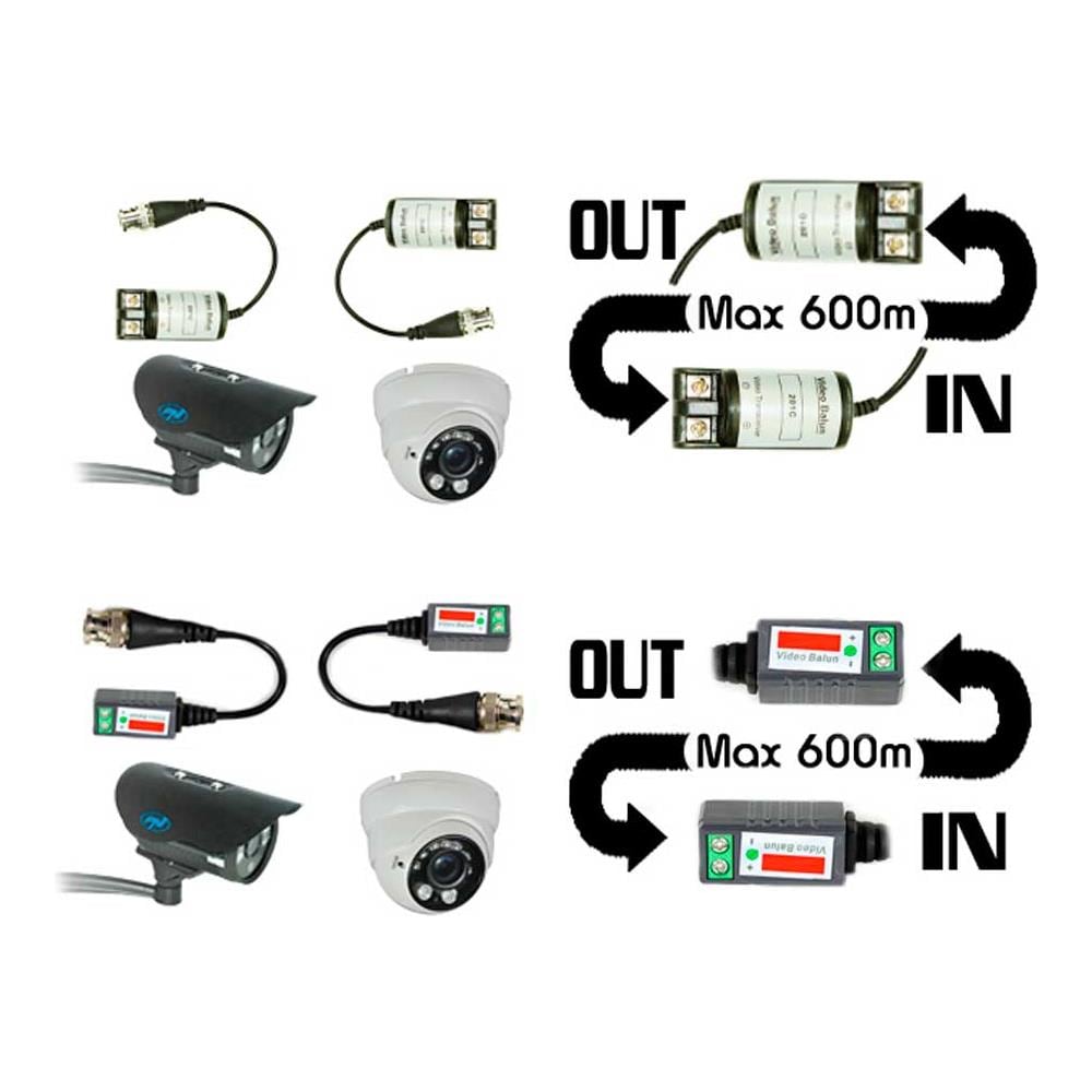 Adattatore 201c Video Balun Passivo Bnc Set Da Pezzi, Cavo 600 M Cromo / nero - Foto 2