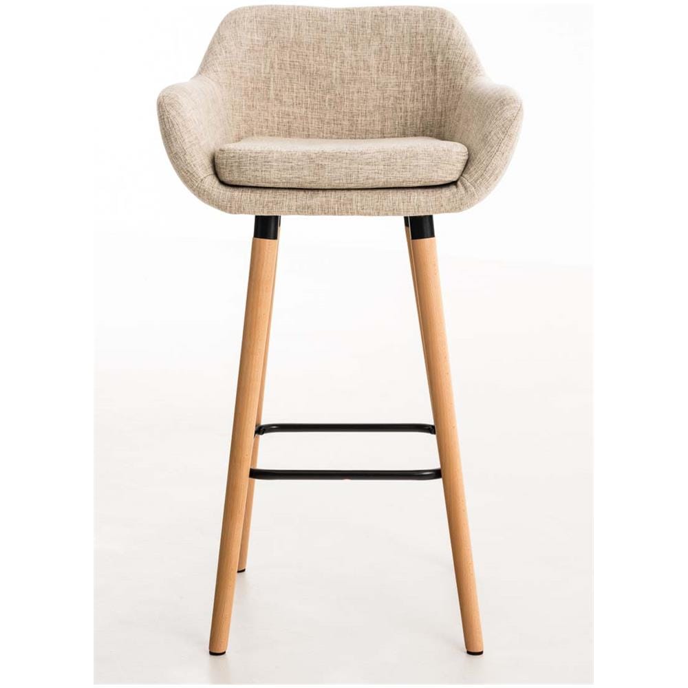 Sgabello Bar Grant Tessuto Sfoderabile I Sedia Alta Cucina Telaio in Legno di Faggio I Sgabello Bancone con Schienale E Poggiapiedi Crema - Foto 2