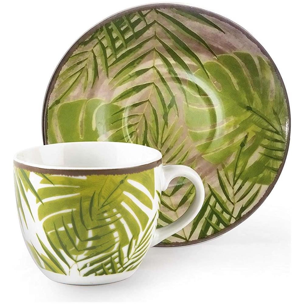 Foliage Set 6 Tazzine Caffè Con Piattino, In Finissima Porcellana, qualità Extra - Foto 1