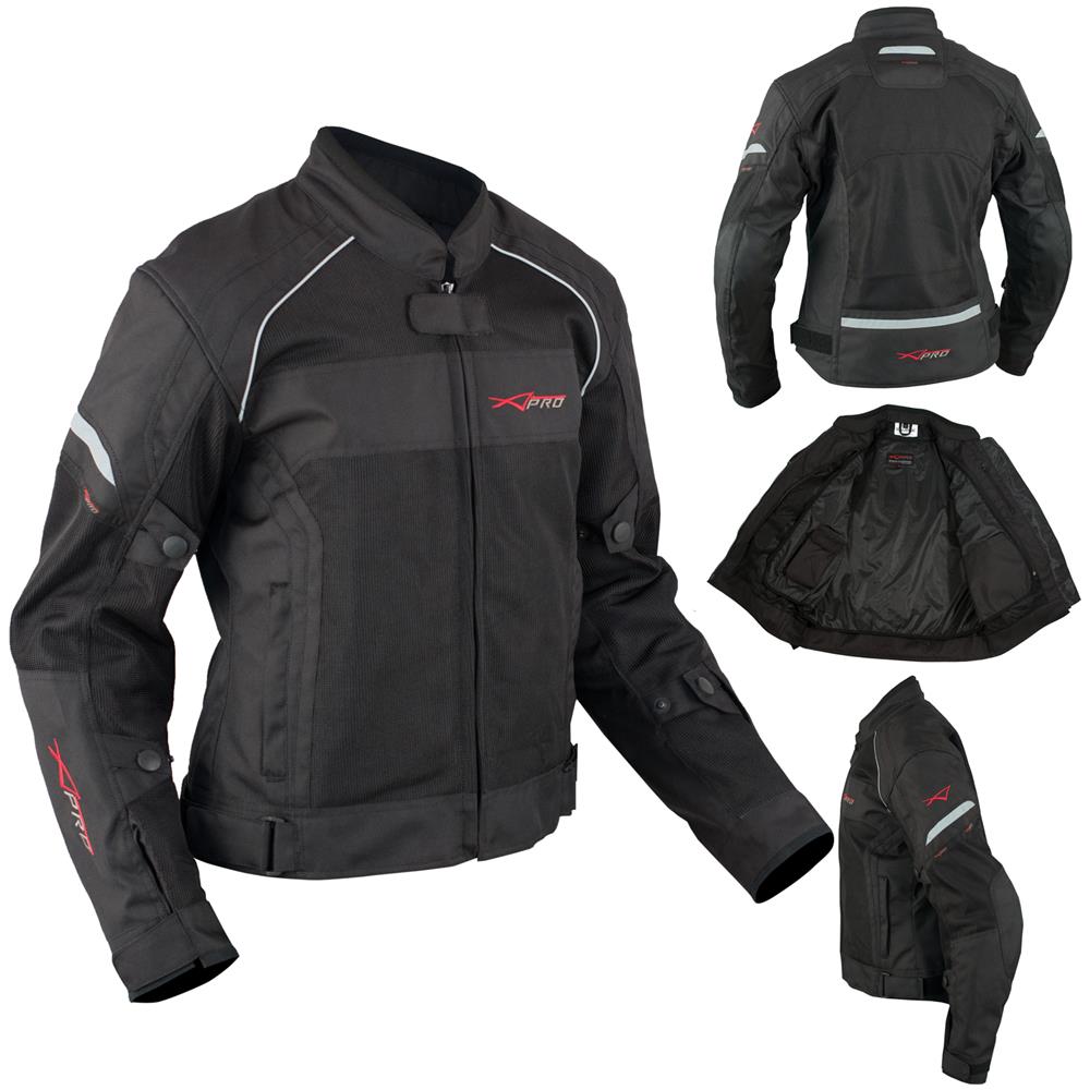 Donna Giacca Moto Tessuto Impermeabile Traspirante Riflettente Nero Xl - Foto 1