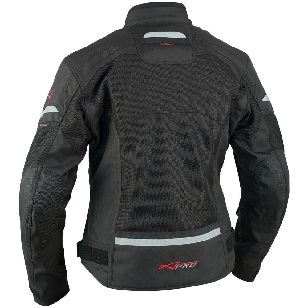 Donna Giacca Moto Tessuto Impermeabile Traspirante Riflettente Nero Xl - Foto 2