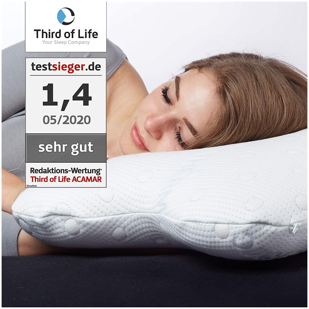 Cuscino per Riposo sul Fianco ACAMAR, Cuscino per Supporto Collo Ortopedico, Memory-Foam, Federa termoregolante, Cuscino Memory, Cuscino cervicali, Cuscino Laterali per Dormire, 55x47x12 cm - Foto 3