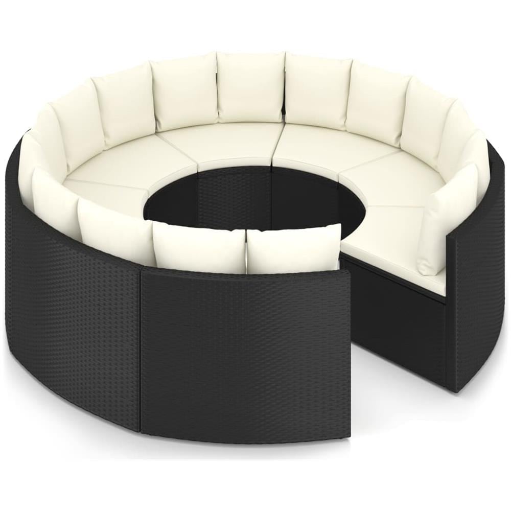 Set Divani da Giardino 8 pz con Cuscini in Polyrattan Nero - Foto 2