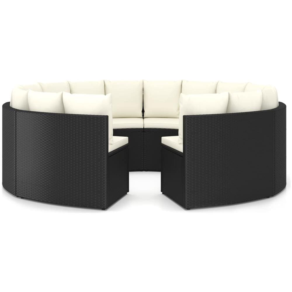 Set Divani da Giardino 8 pz con Cuscini in Polyrattan Nero - Foto 1