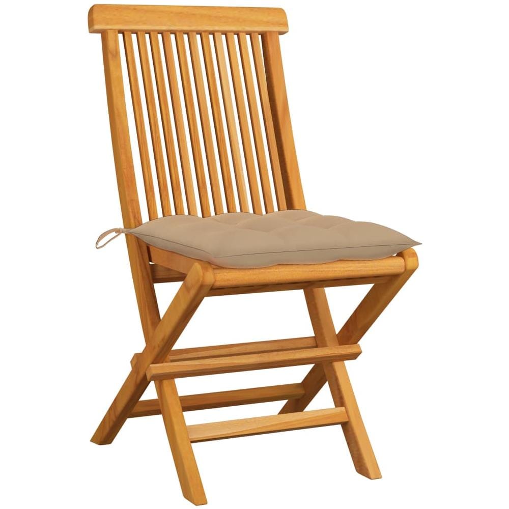 Sedie da Giardino con Cuscini Beige 2 pz in Massello di Teak - Foto 3