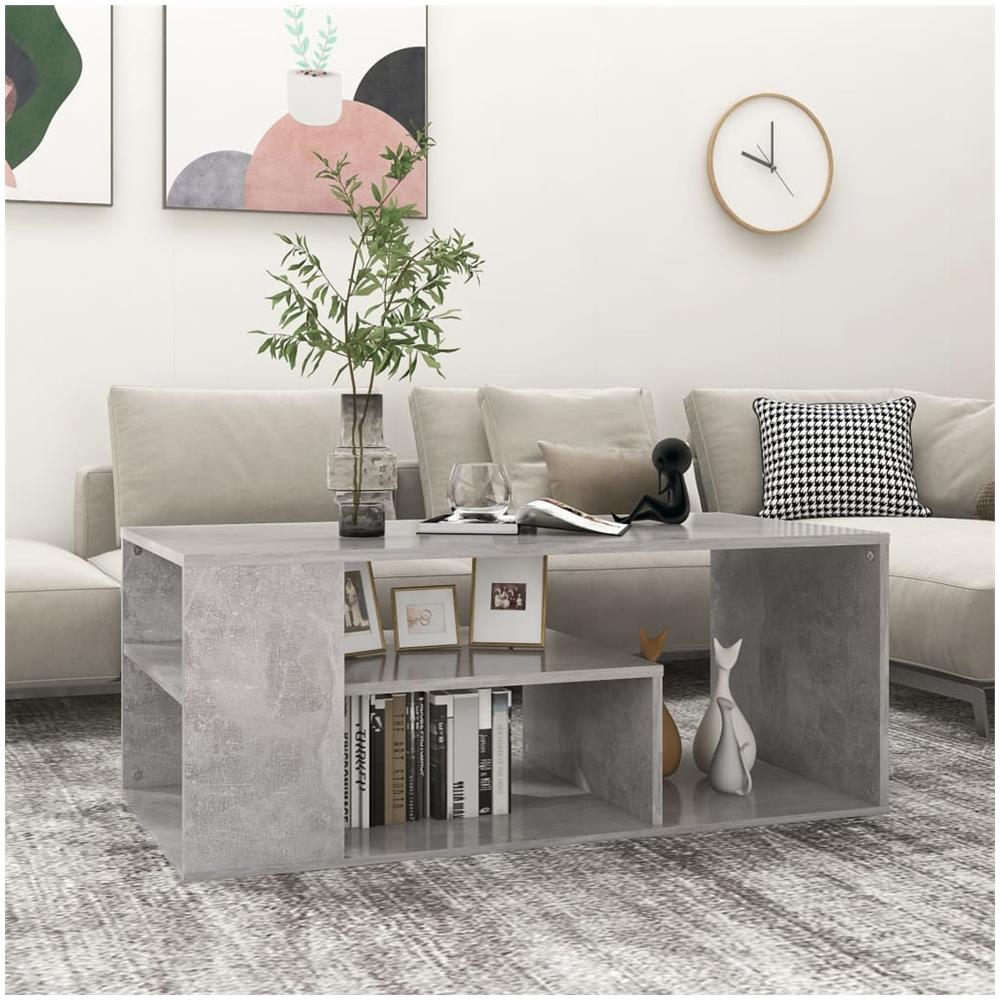 Tavolino Salotto Grigio Cemento 100x50x40 cm Legno Multistrato - Foto 1