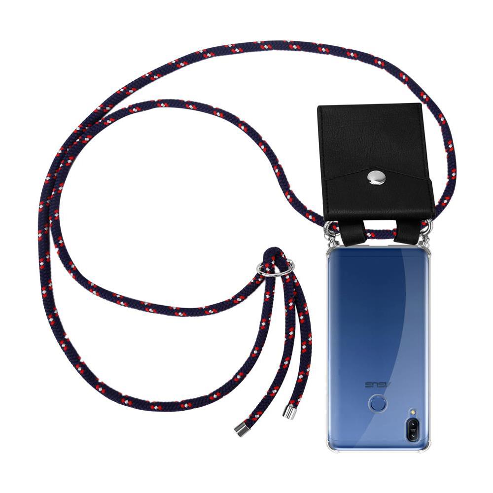 Catena Di Telefoni Cellulari Compatibile Con Asus Zenfone Max M2 In Blu Rosso Bianco À Pois - Coperchio Protettivo In Silicone Con Anelli D'argento, Cinturino In Corda E Custodia Staccabile - Foto 1