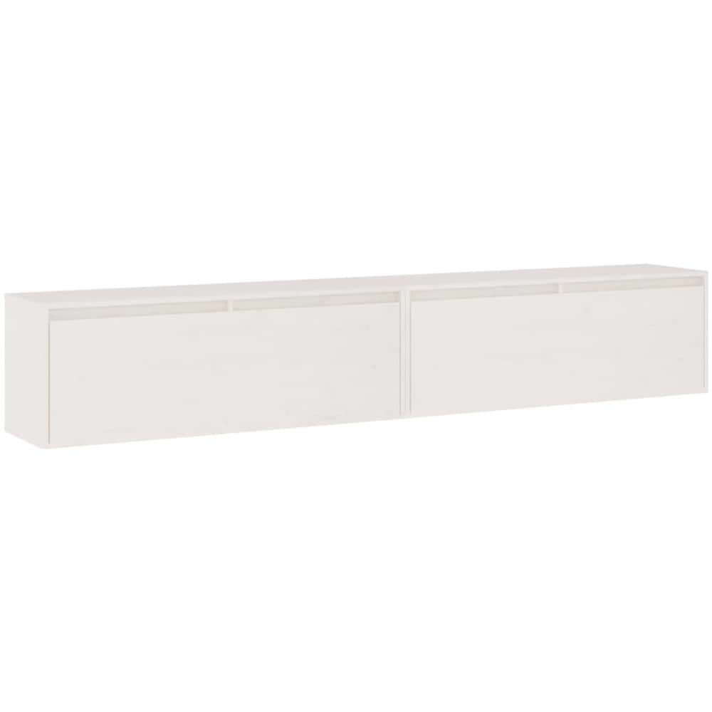 Pensili 2 Pz Bianchi 100x30x35 Cm In Legno Massello Di Pino - Foto 2