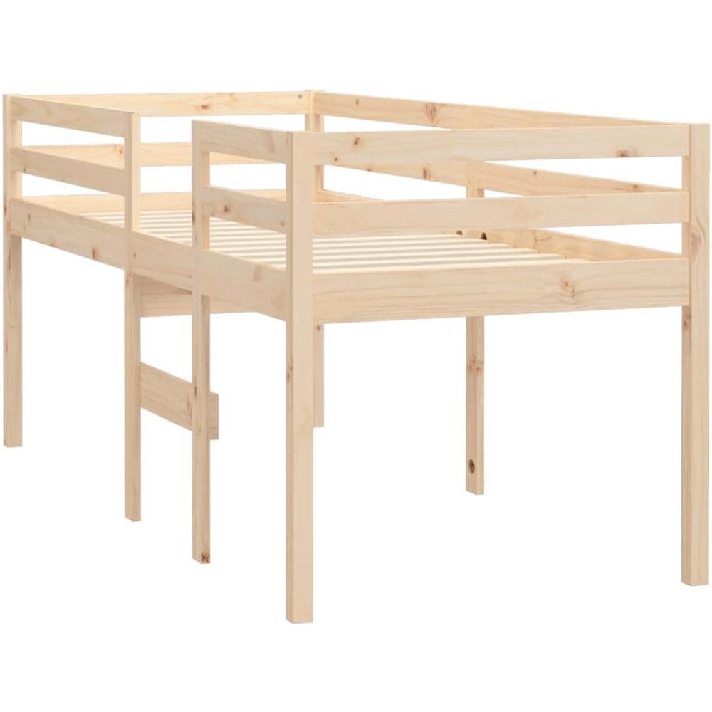 Letto A Soppalco 90x190 Cm In Legno Massello Di Pino - Foto 4