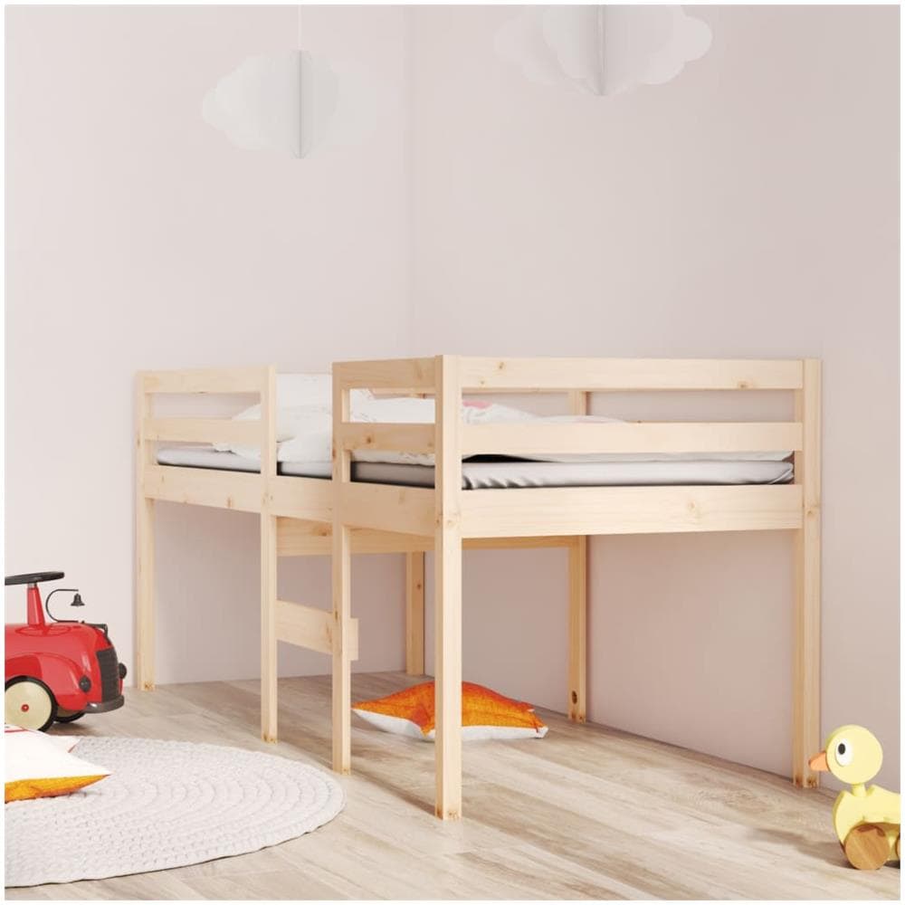 Letto A Soppalco 90x190 Cm In Legno Massello Di Pino - Foto 1
