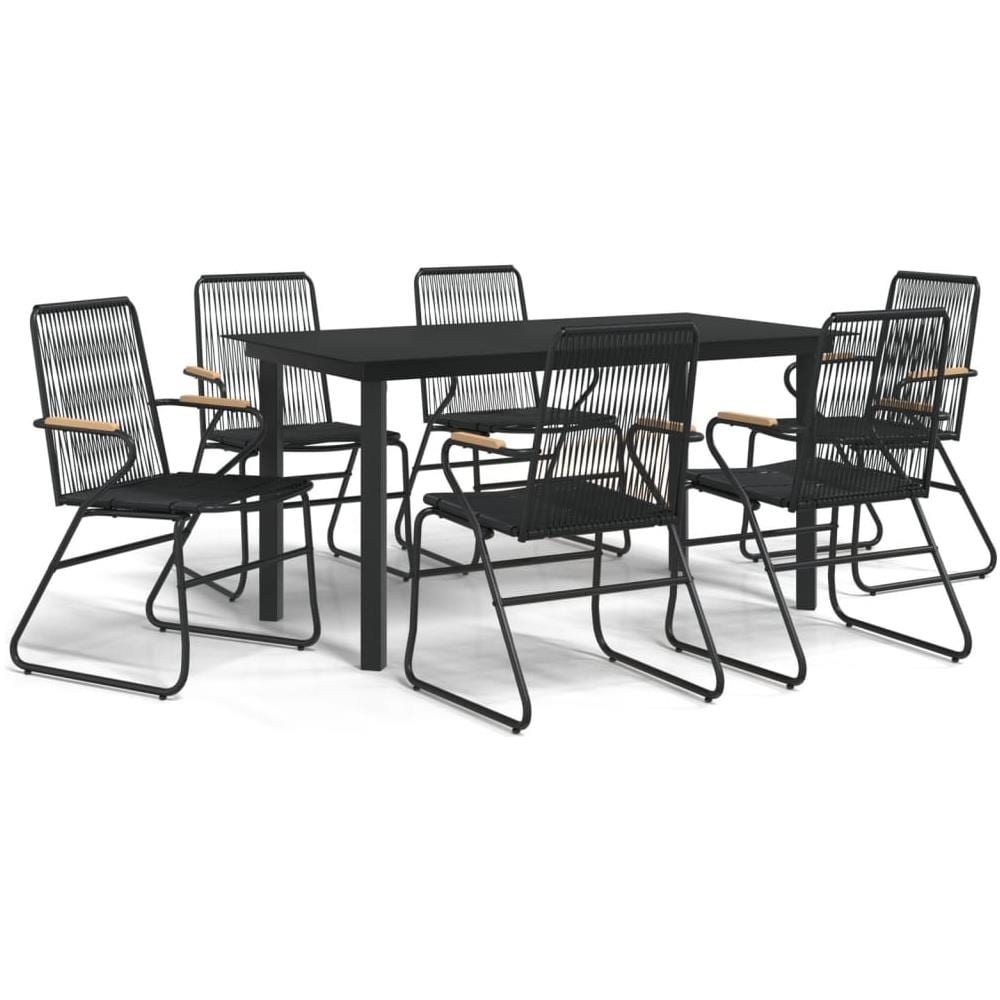 Set Da Pranzo Da Giardino 7 Pz Nero In Rattan Pvc - Foto 2