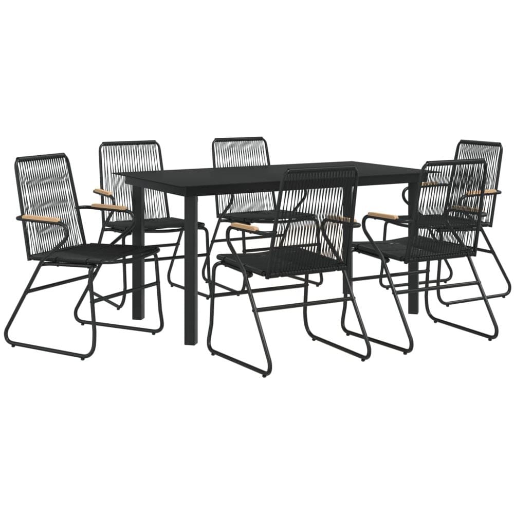 Set Da Pranzo Da Giardino 7 Pz Nero In Rattan Pvc - Foto 3