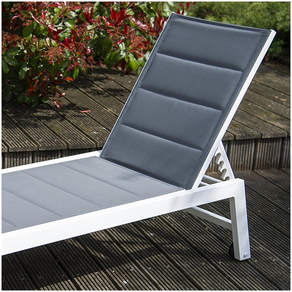 Lettino Barbados In Textilene Grigio - Alluminio Bianco - Foto 2