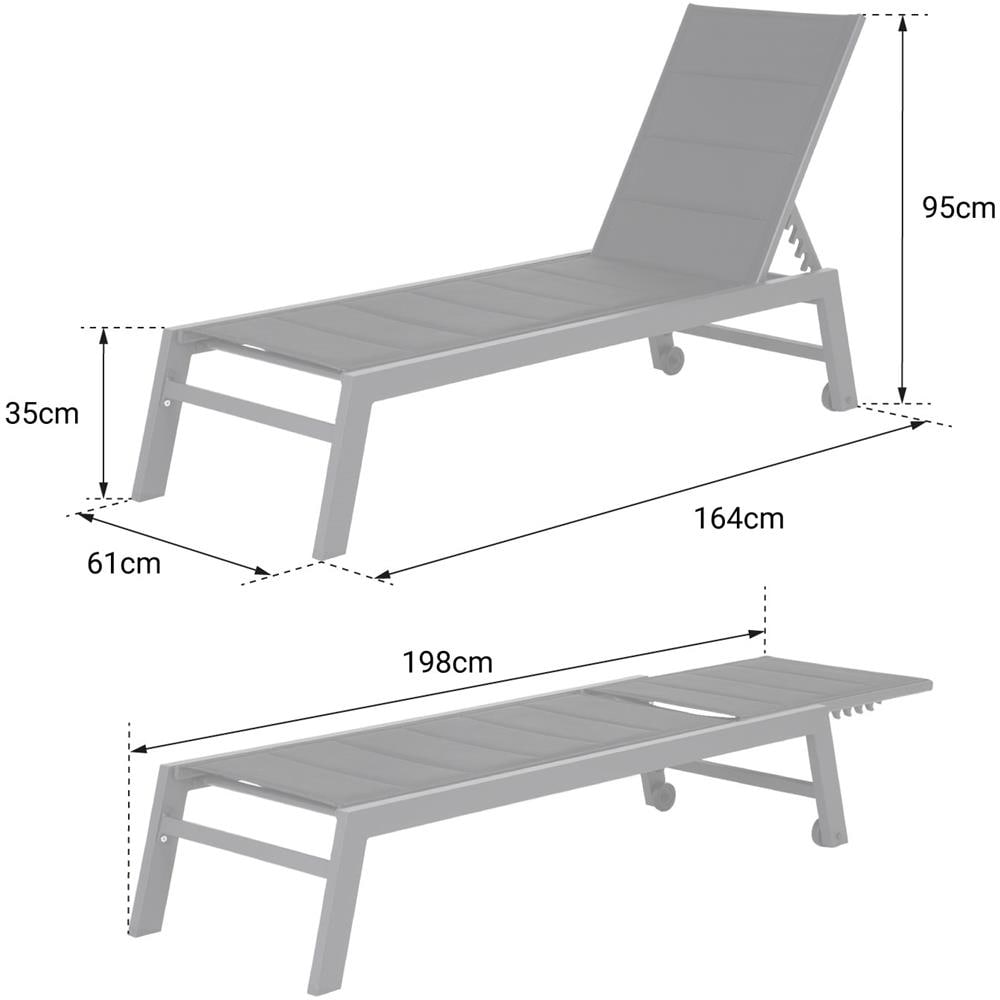 Lettino Barbados In Textilene Grigio - Alluminio Bianco - Foto 6