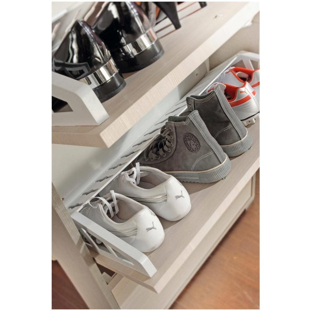 Scarpiera Margherita, Mobile Multiuso Da Ingresso Con 5 Ante A Ribalta, Armadietto Portascarpe Moderno, 100% Made In Italy, 67x18h184 Cm, Larice - Foto 4