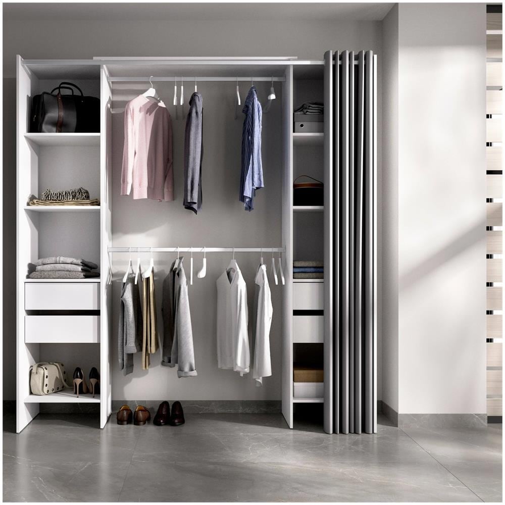 Guardaroba Resegone, Struttura Per Cabina Armadio, Mobile Appendiabiti Aperto, 180x50h205 Cm, Bianco E Grigio - Foto 1