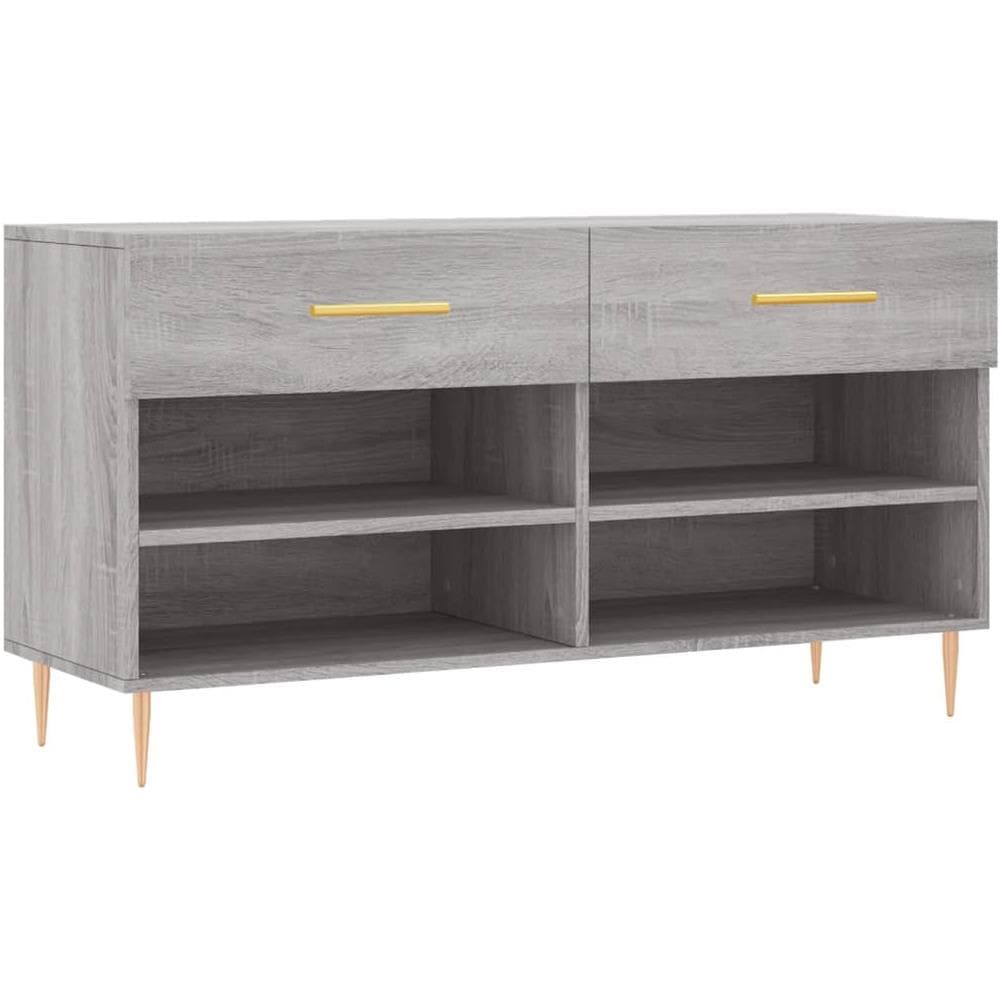 Panca Porta Scarpe Grigio Sonoma 102x35x55 Cm Legno Multistrato - Foto 2