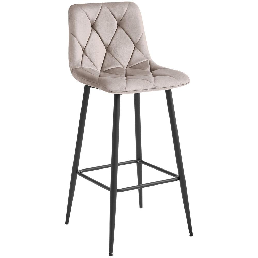 Sgabello da bar KODA - Velluto beige scuro con gambe nere x 4 - Foto 2