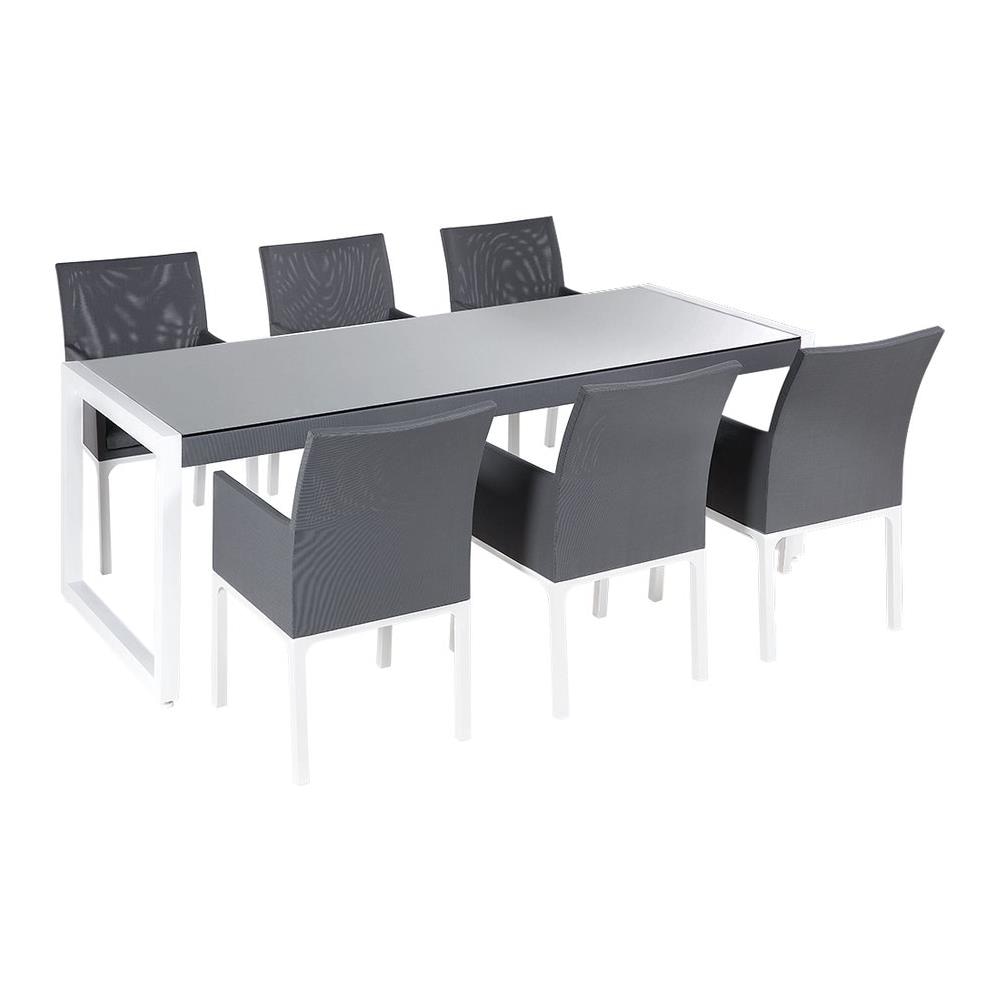 Set Di Tavolo E 6 Sedie Da Giardino In Alluminio Grigio Bacoli - Foto 1