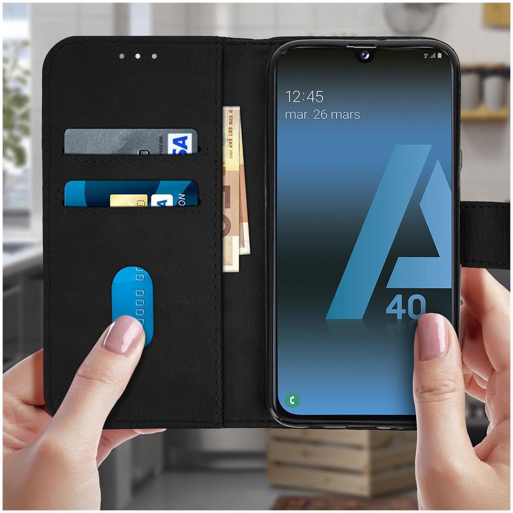 Custodia Samsung Galaxy A40 Portacarte Funzione Supporto Cover Silicone - Nero - Foto 2