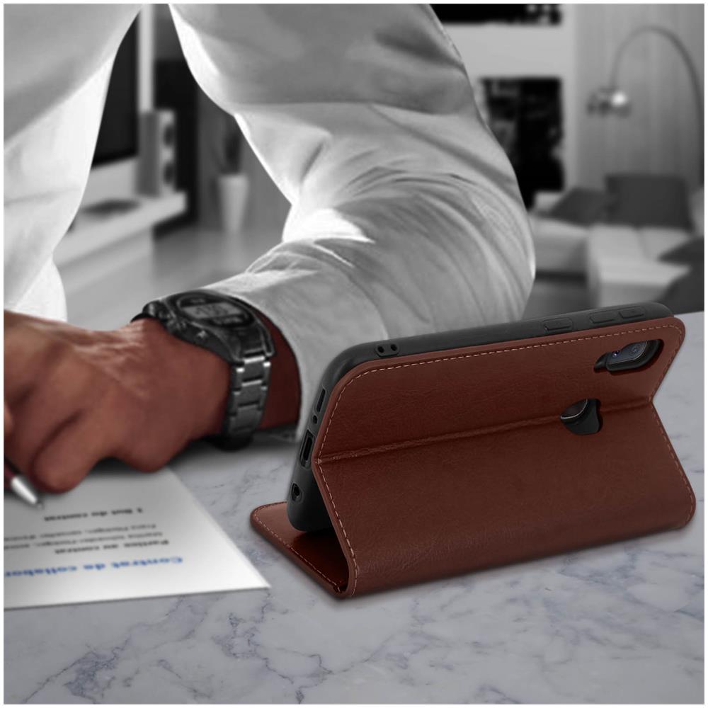 Custodia Samsung Galaxy A20epelle Portafoglio Funzione Stand - Marrone - Foto 2