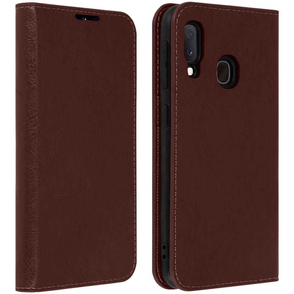 Custodia Samsung Galaxy A20epelle Portafoglio Funzione Stand - Marrone - Foto 1