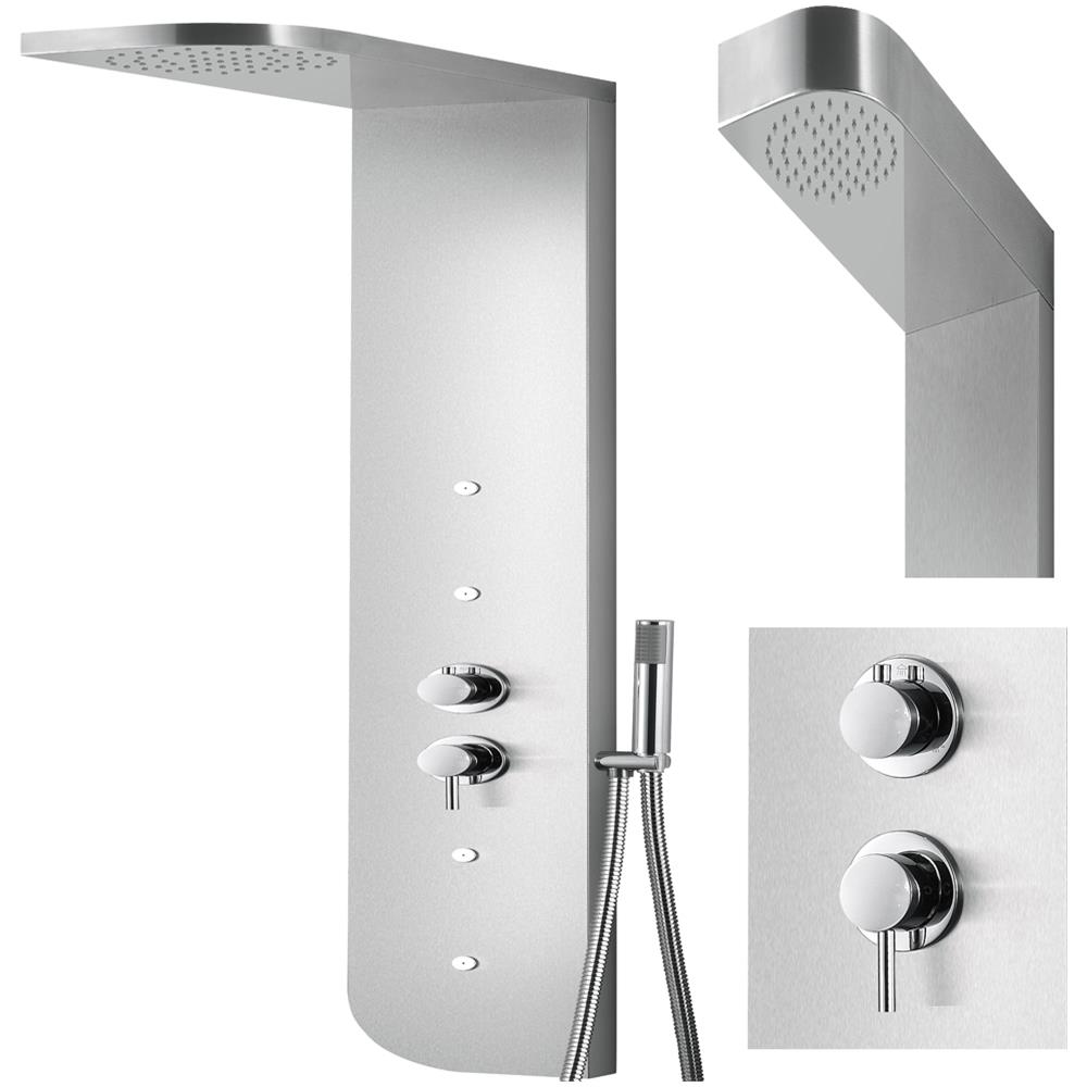 Colonna Doccia Acciaio Inox 4 Funzioni Getto A Cascata 4 Bocchette Idro Lombari L20xp50xh150 005 *** Finitura- : Spazzolato - Foto 1