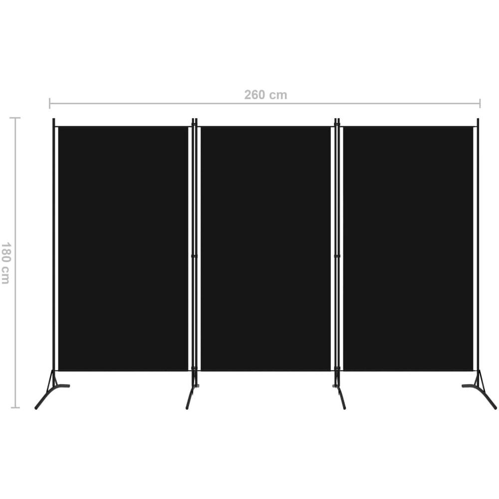 Paravento A 3 Pannelli Nero 260x180 Cm - Foto 9