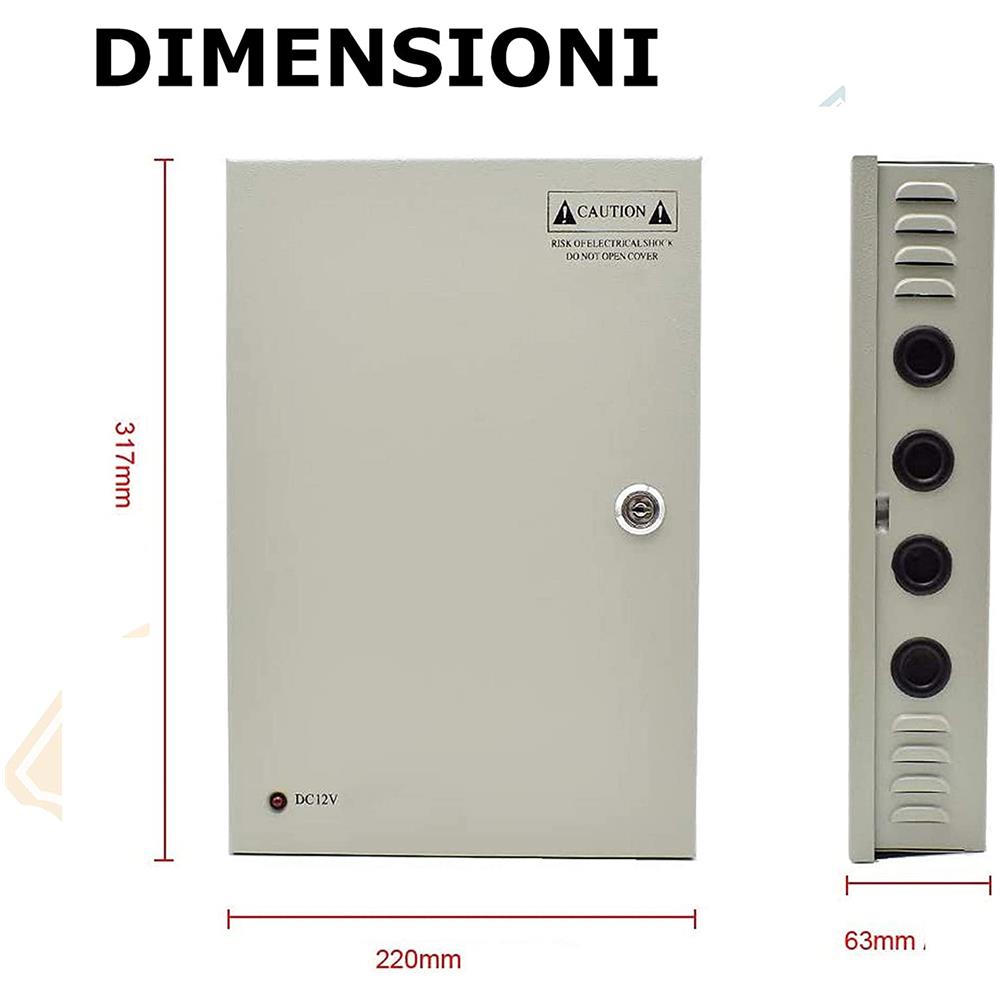 Box Alimentazione 18 Uscite Canali Stabilizzato Per Telecamere Videosorveglianza Cctv Dc 12v 30a 18 Ch 360 W - Foto 7