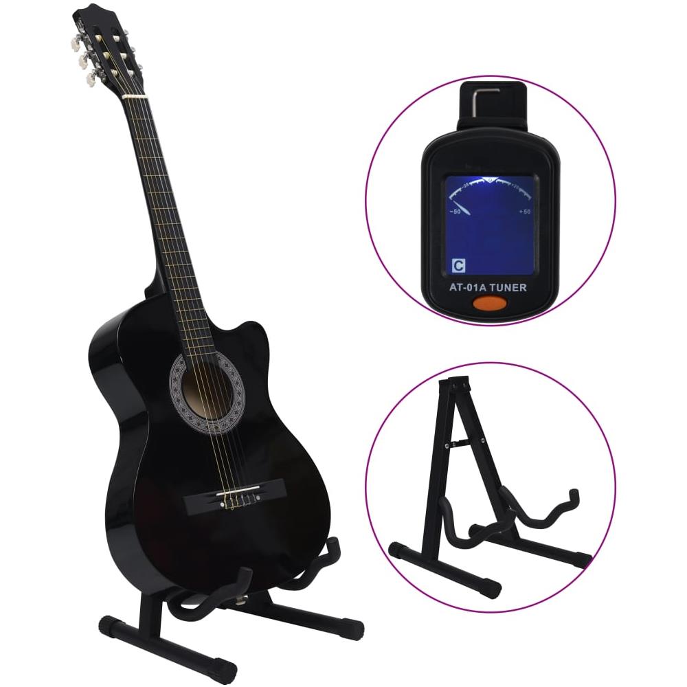 Set Chitarra Classica Western 12 pz con 6 Corde Nera 38"" - Foto 3