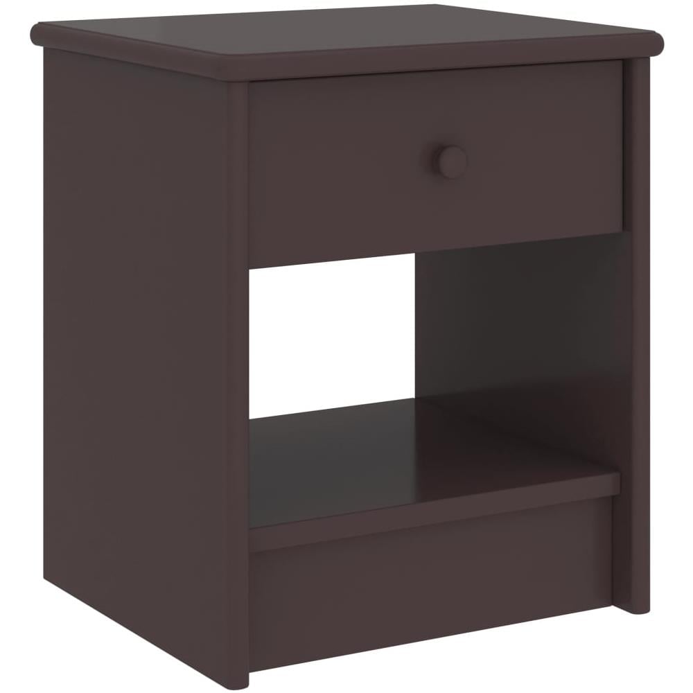 Comodino Marrone Scuro 35x30x40 Cm In Legno Massello Di Pino - Foto 1