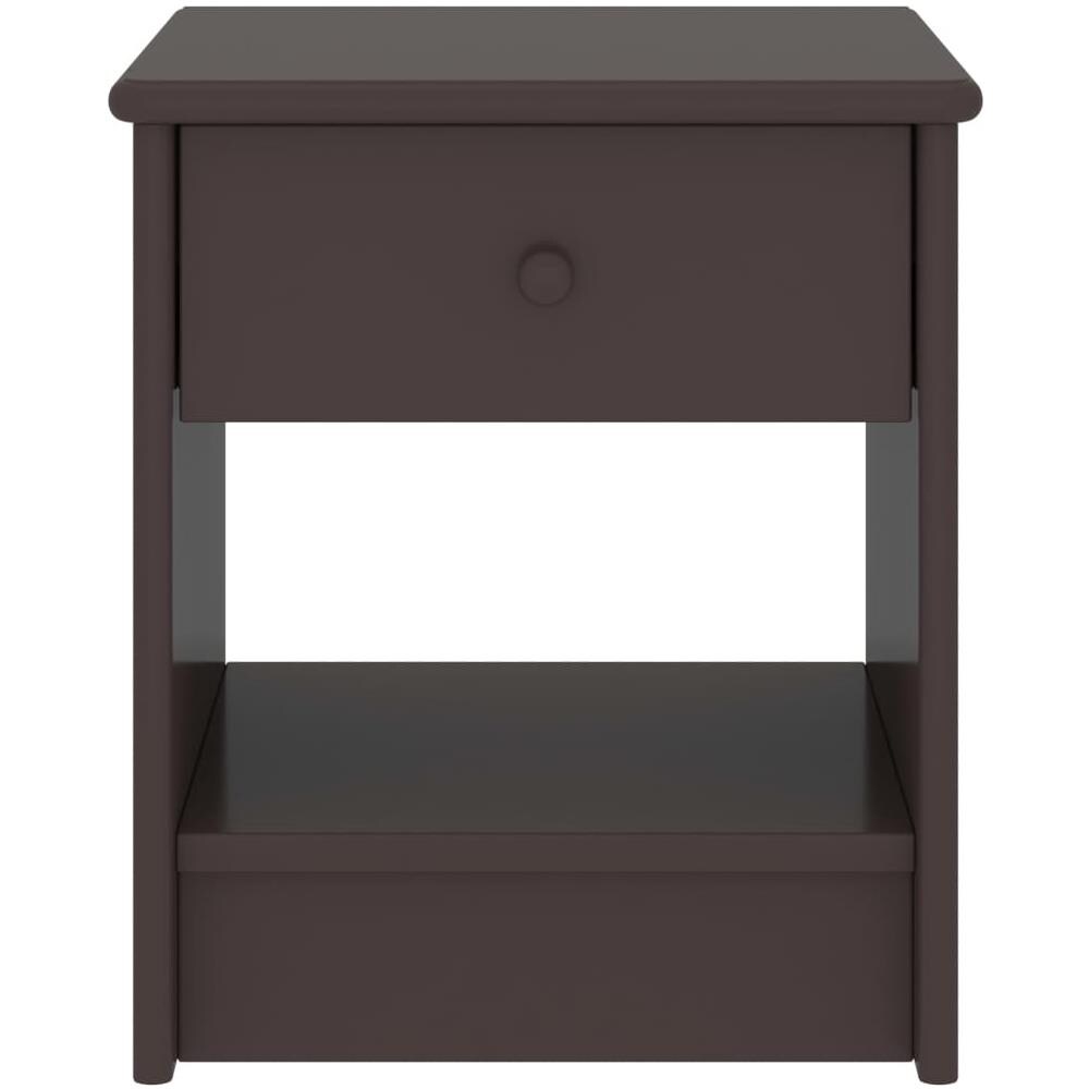 Comodino Marrone Scuro 35x30x40 Cm In Legno Massello Di Pino - Foto 2