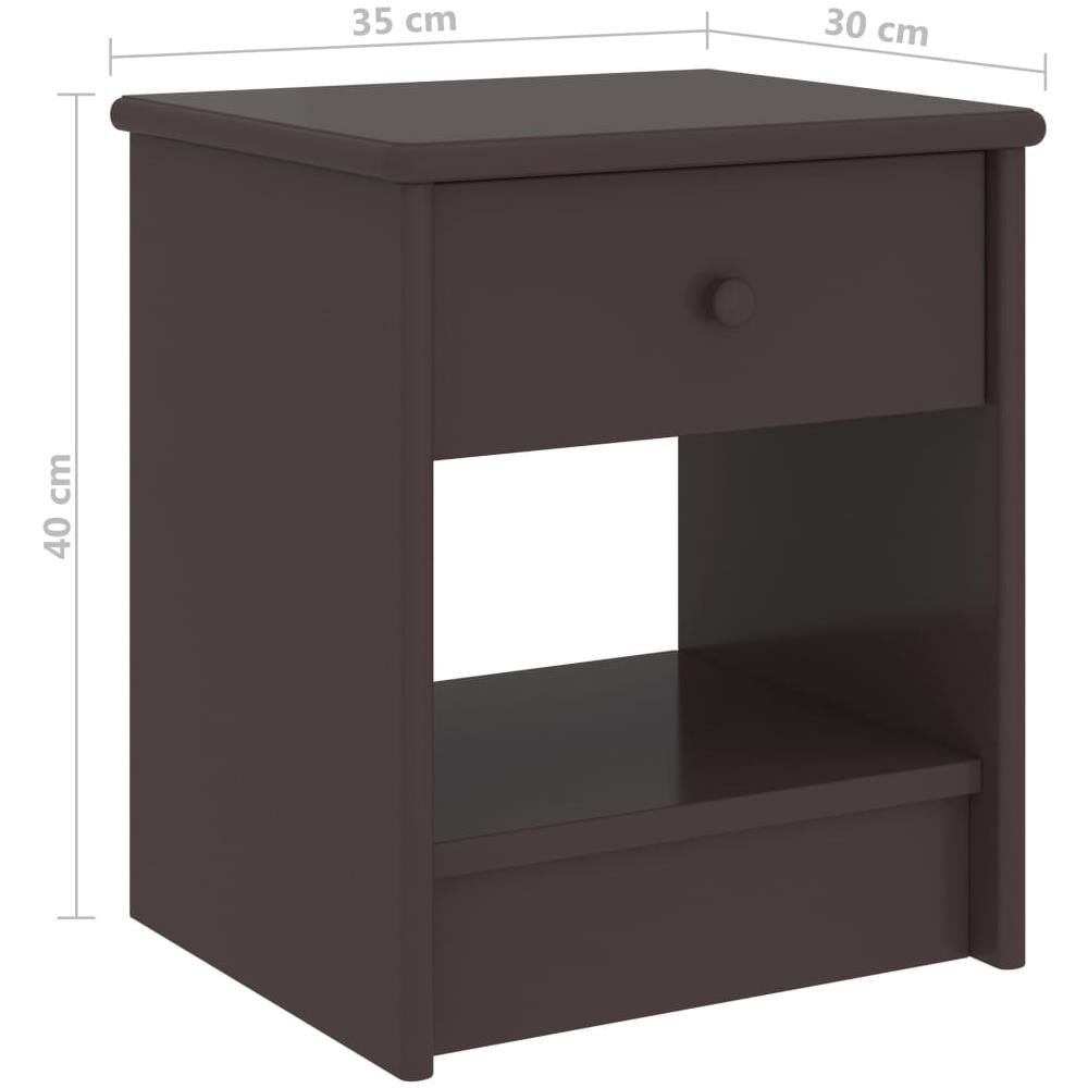 Comodino Marrone Scuro 35x30x40 Cm In Legno Massello Di Pino - Foto 6