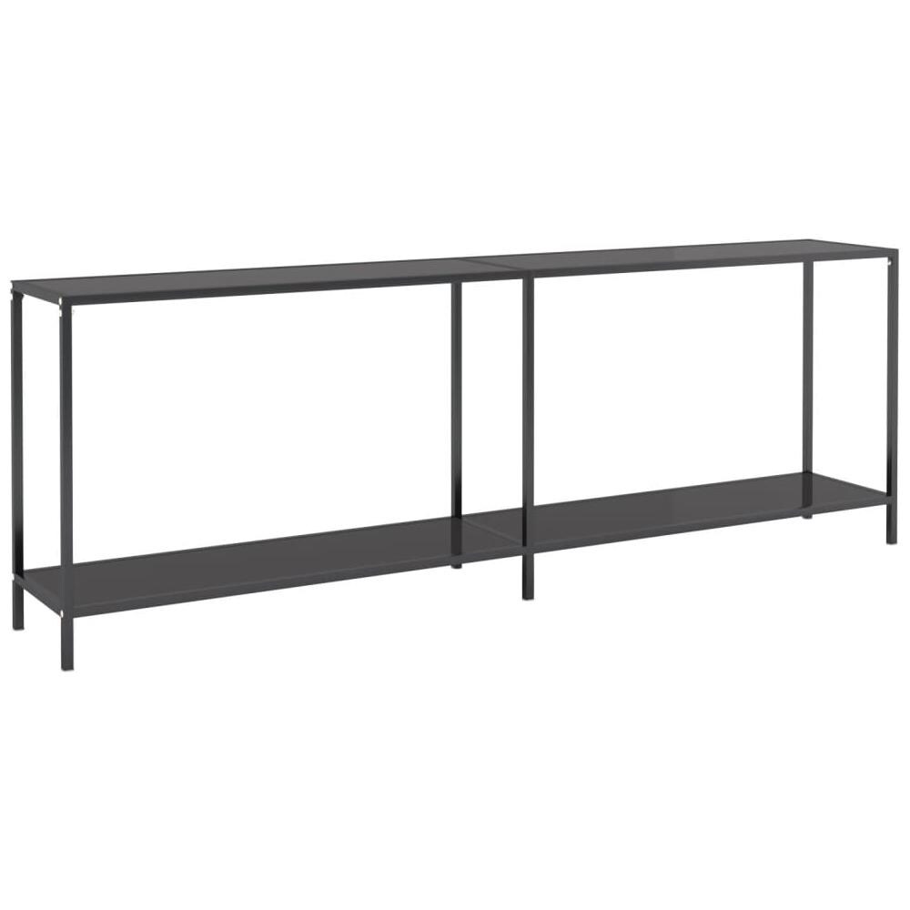 Tavolo Consolle Nero 220x35x75,5 Cm In Vetro Temperato - Foto 2