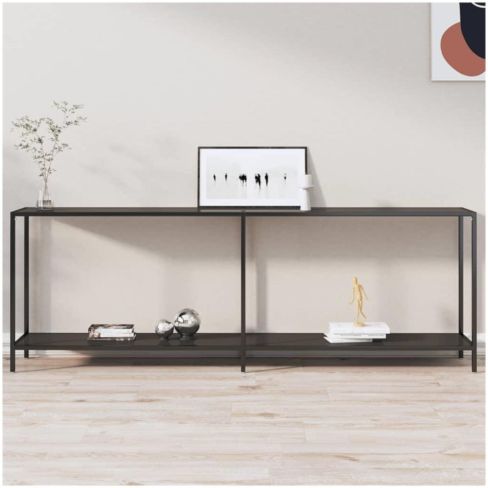 Tavolo Consolle Nero 220x35x75,5 Cm In Vetro Temperato - Foto 1