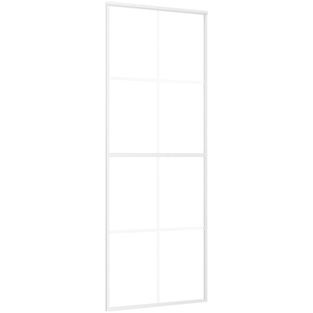 Porta Scorrevole in Vetro ESG e Alluminio 76x205 cm Bianca - Foto 1