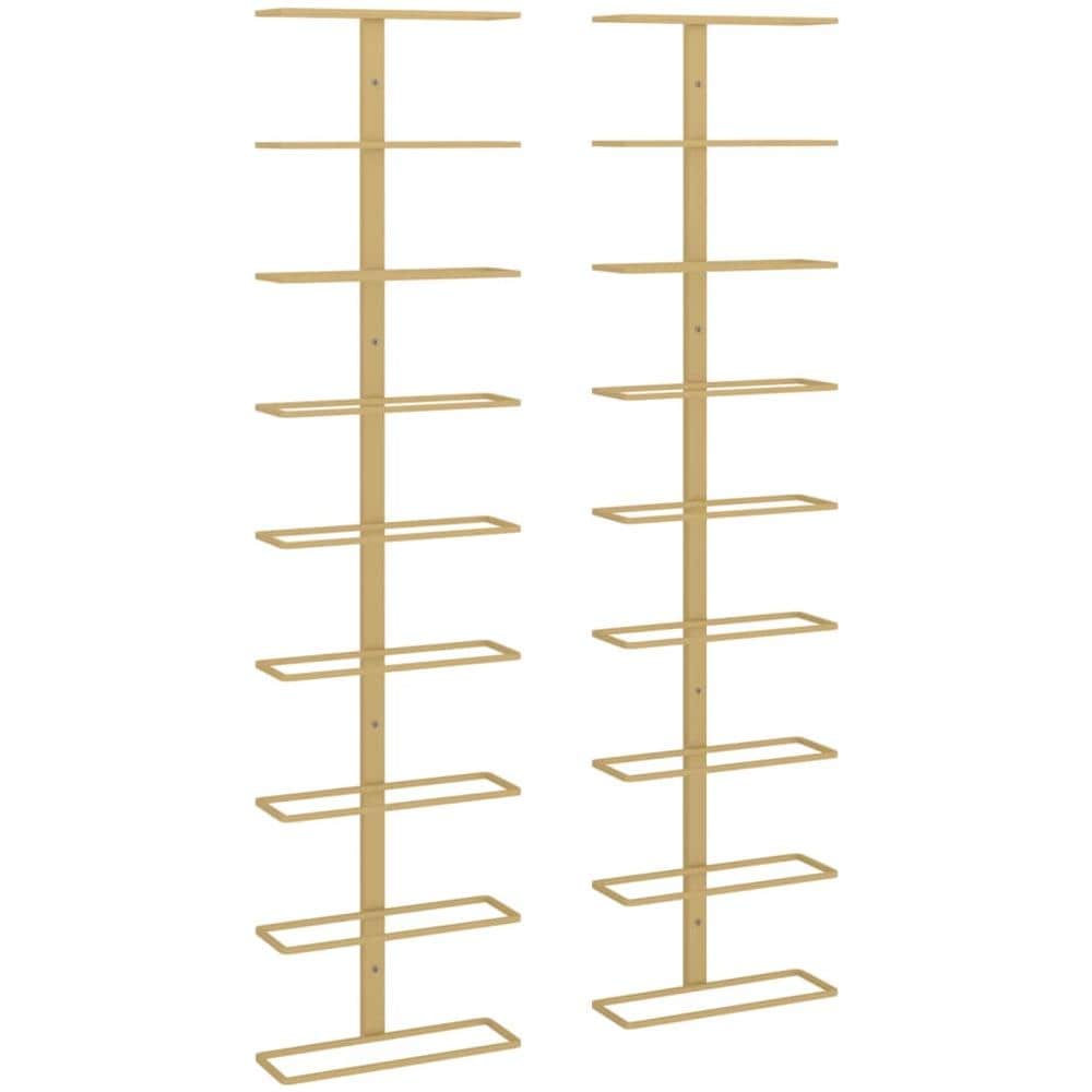 Portavini Da Parete Per 9 Bottiglie 2 Pz Dorato In Ferro - Foto 2