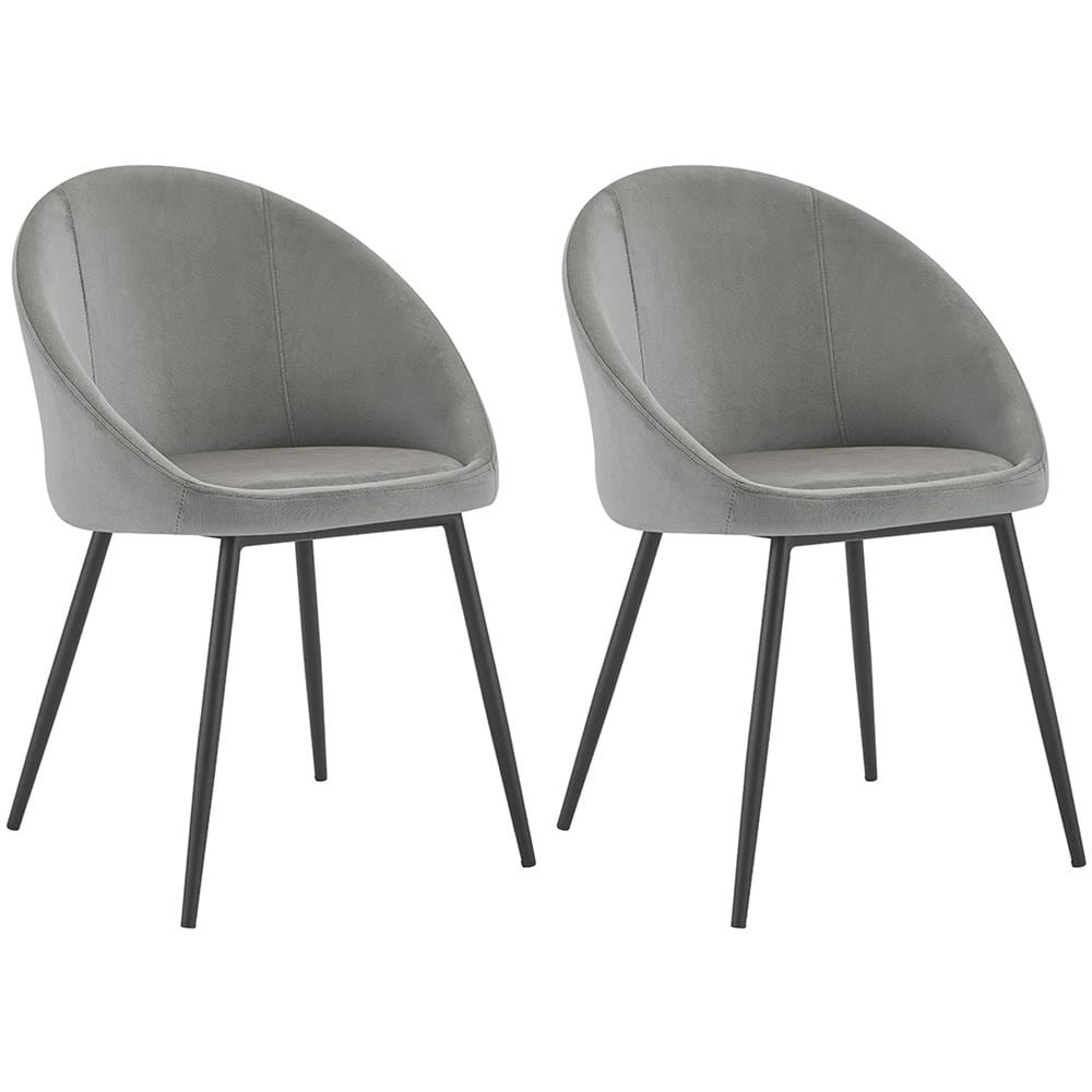 Set Di 2 Sedie Vintage Diane In Velluto Grigio - Foto 1