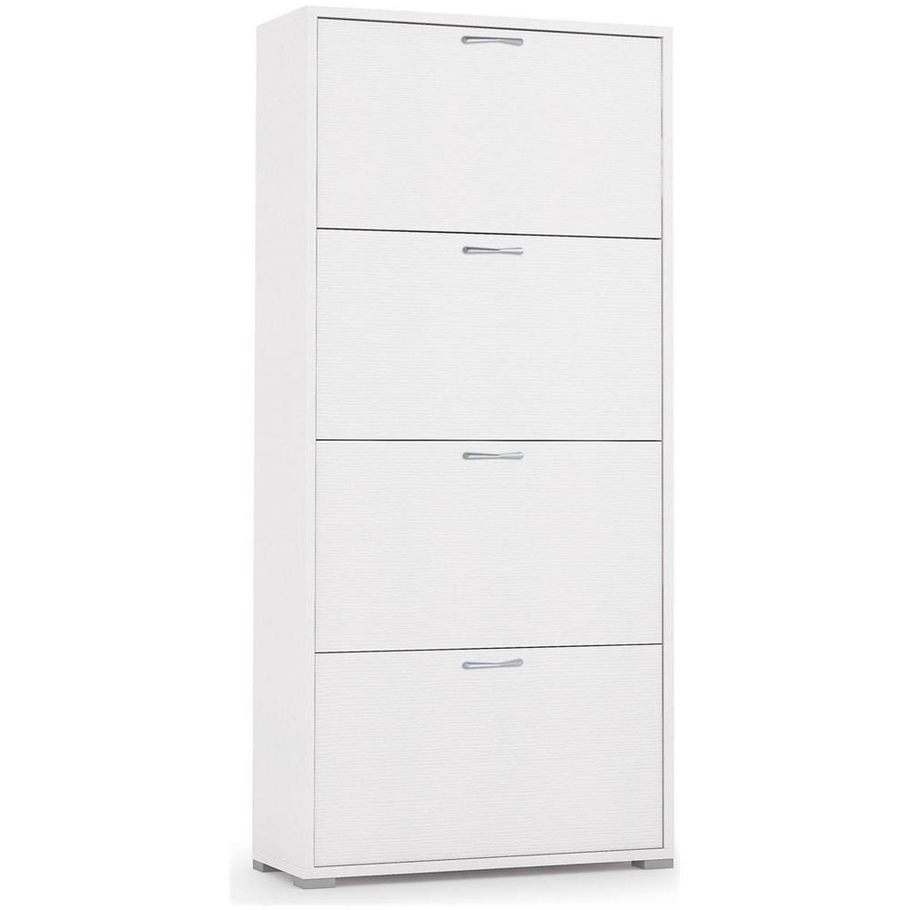 Scarpiera Rosa, Mobile Multiuso Da Ingresso Con 4 Ante A Ribalta, Armadietto Portascarpe A Doppia Profondità, 100% Made In Italy, 67x28h147 Cm, Bianco - Foto 2