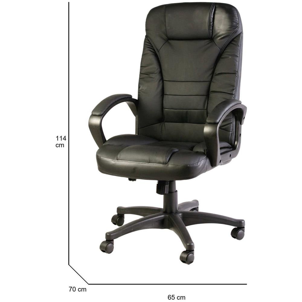Sedia Con Ruote Luciana, Poltrona Presidenziale Con Braccioli, Sedia Ergonomica Da Ufficio, 70x65h103/114 Cm, Nero - Foto 2